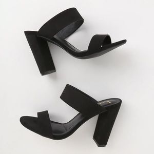 Lulu’s Marlowe Black Suede High Heel Sandals